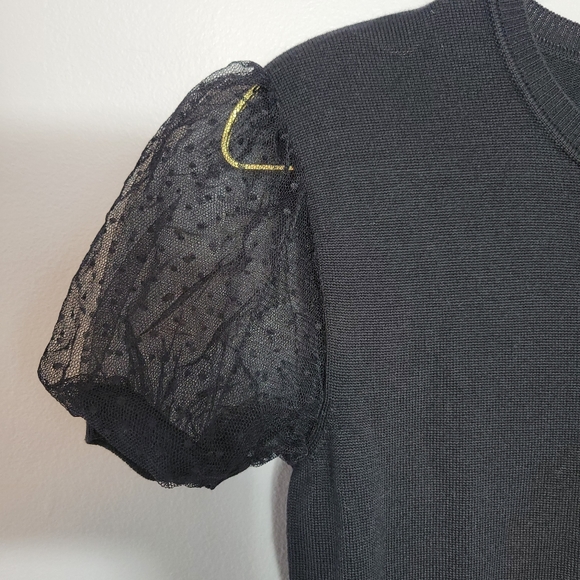 Medium Red Valentino Black Puff Organza Sleeve Virgin Wool Dress - Picture 8 of 8